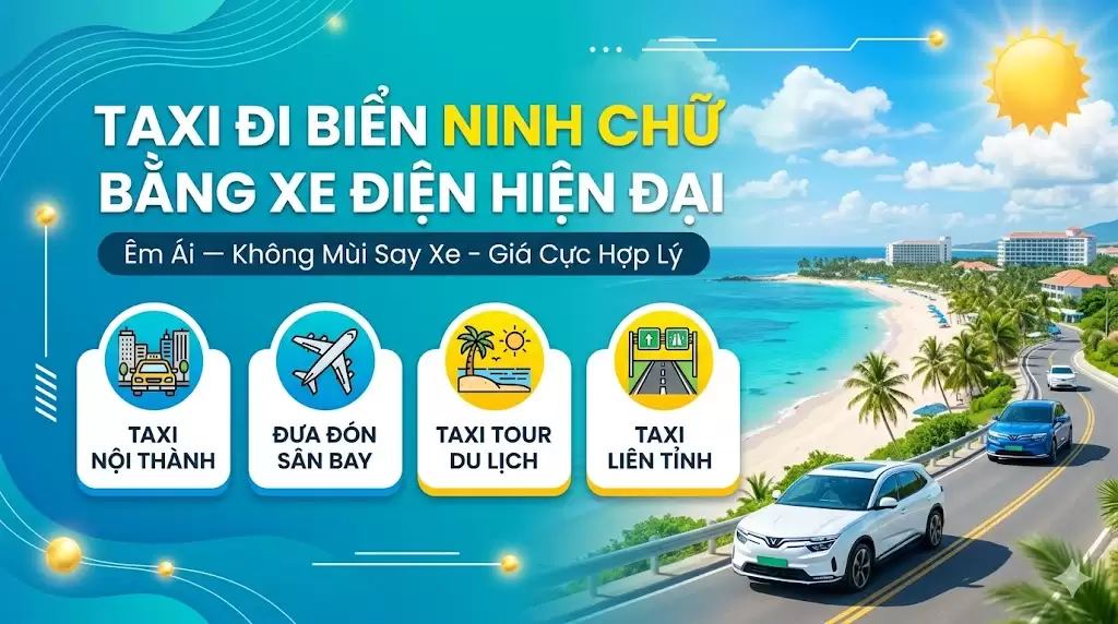 Taxi đi biển Ninh Chữ chill