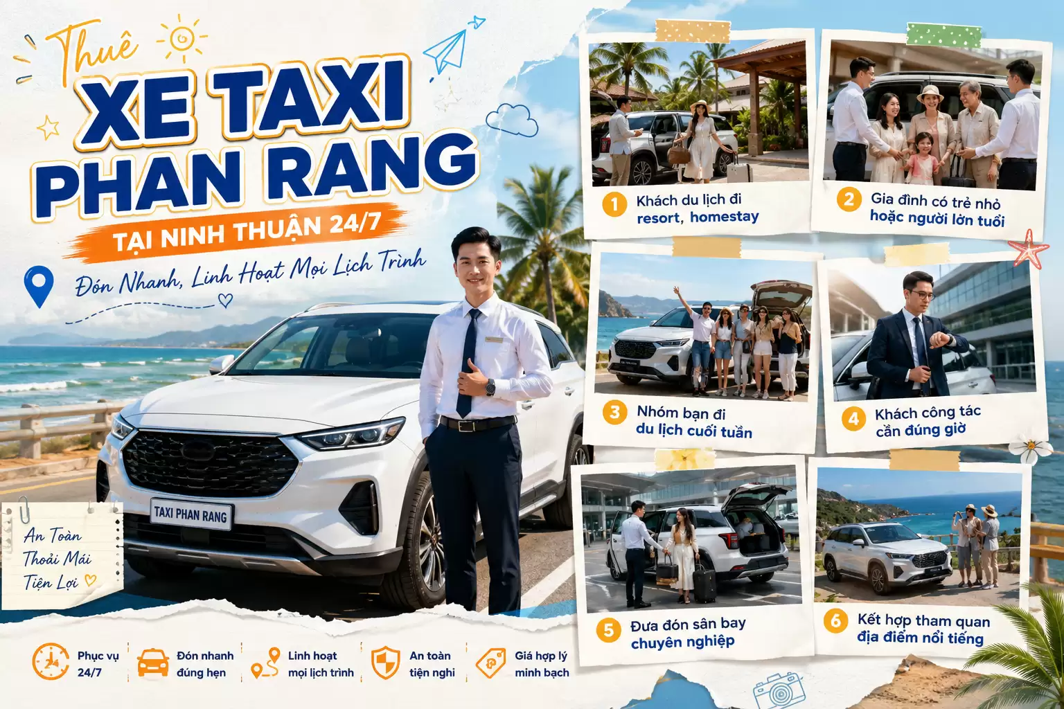 Thuê Taxi Ninh Thuận tại Phan Rang 24/7 — Đón Nhanh, Chủ Động Mọi Lịch Trình