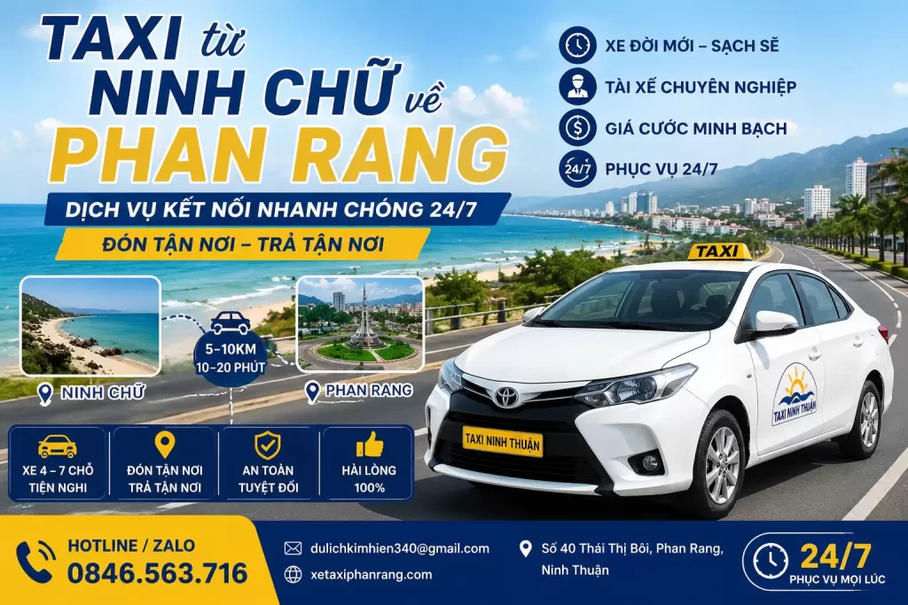 Đặt Taxi Biển Ninh Chữ - Phan Rang Giá Rẻ