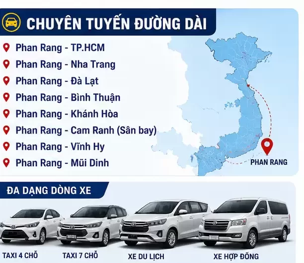 Thuê Taxi Đường Dài Phan Rang – Đưa Đón 24/7