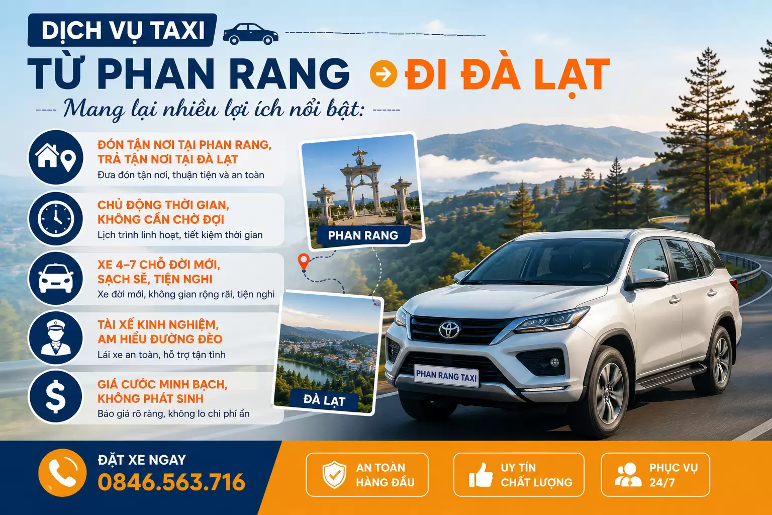 Lợi ích khi chọn Taxi từ Phan Rang đi Đà Lạt