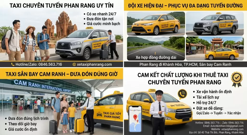 taxi đón khách ga Tháp Chàm