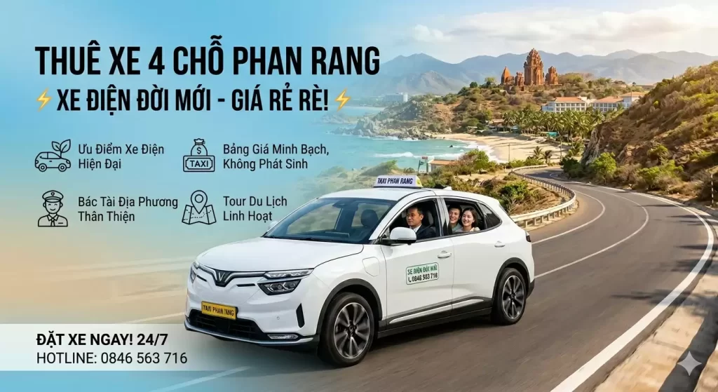 Gọi Taxi Biển Ninh Chữ Phan Rang – Xe Điện Đời Mới Đón Nhanh 24/7
