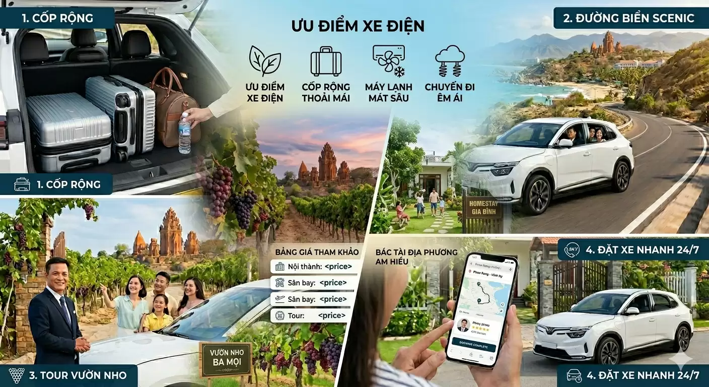 Gọi Taxi Biển Ninh Chữ Phan Rang – Xe Điện Đời Mới Đón Nhanh 24/7