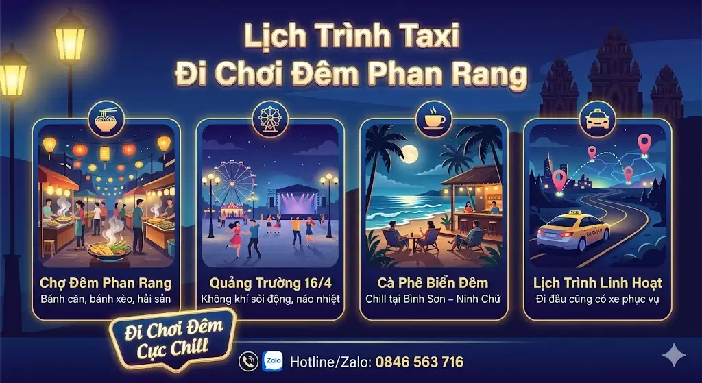 Taxi đi chơi đêm Phan Rang