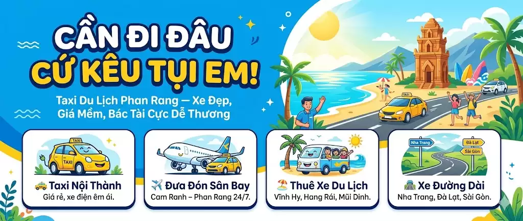Kêu Xe Dịch Vụ, Taxi Cho Khách Du Lịch Lần Đầu Phan Rang