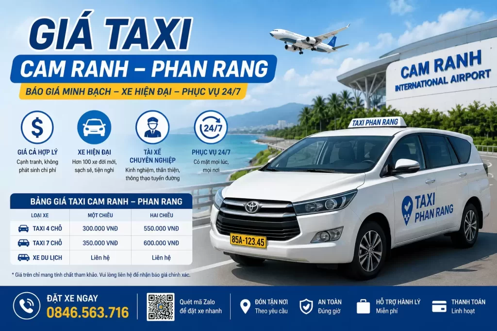 Giá Taxi Cam Ranh Phan Rang – Báo Giá Minh Bạch, Xe Hiện Đại, Phục Vụ 24/7