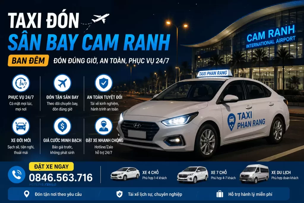 Taxi Đón Sân Bay Cam Ranh Ban Đêm – Đón Đúng Giờ, An Toàn, Phục Vụ 24/7