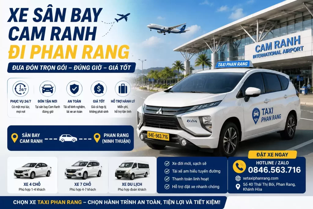 Xe Sân Bay Cam Ranh Đi Phan Rang – Đưa Đón Trọn Gói, Đúng Giờ, Giá Tốt