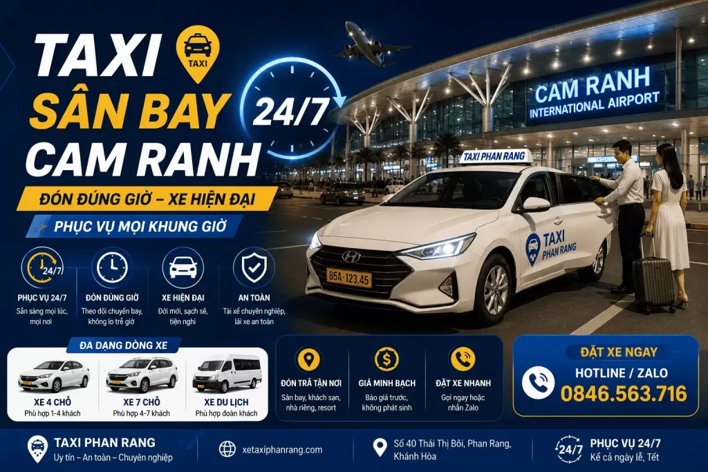 Taxi Sân Bay Cam Ranh 24/7 – Đón Đúng Giờ, Xe Hiện Đại, Phục Vụ Mọi Khung Giờ