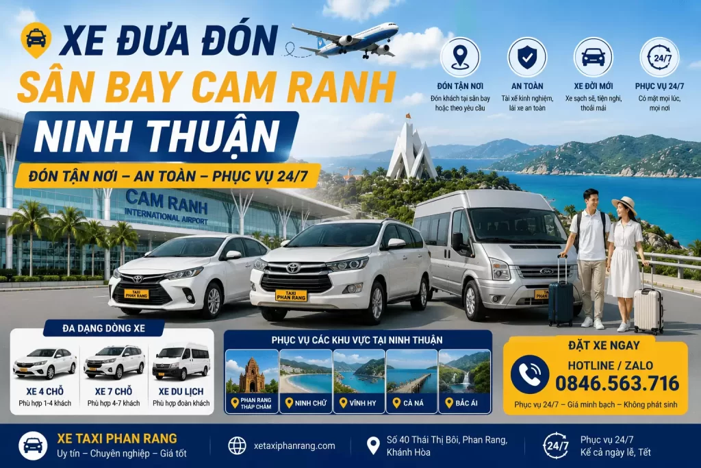 Xe Đưa Đón Sân Bay Cam Ranh Ninh Thuận – Đón Tận Nơi, An Toàn, Phục Vụ 24/7