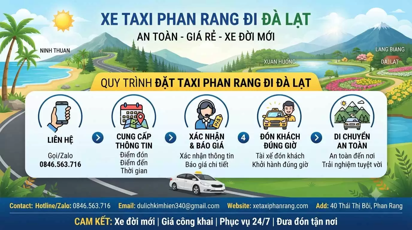 Taxi Phan Rang đi Đà Lạt Giá Rẻ, Xe Đời Mới, Đưa Đón Tận Nơi